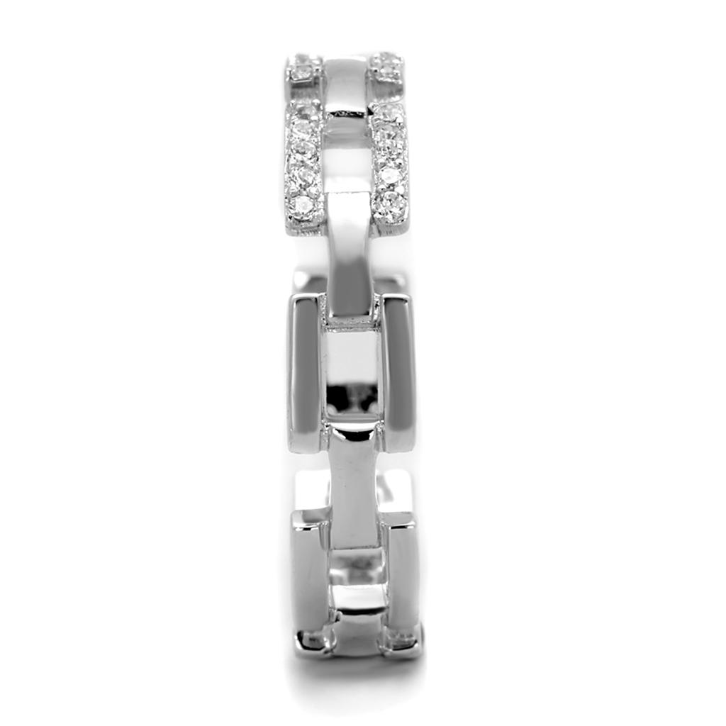 Rhodium 925 Sterling Silver Ring with AAA Grade CZ  in Clear