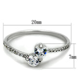 Rhodium 925 Sterling Silver Ring with AAA Grade CZ  in Clear