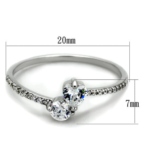 Rhodium 925 Sterling Silver Ring with AAA Grade CZ  in Clear