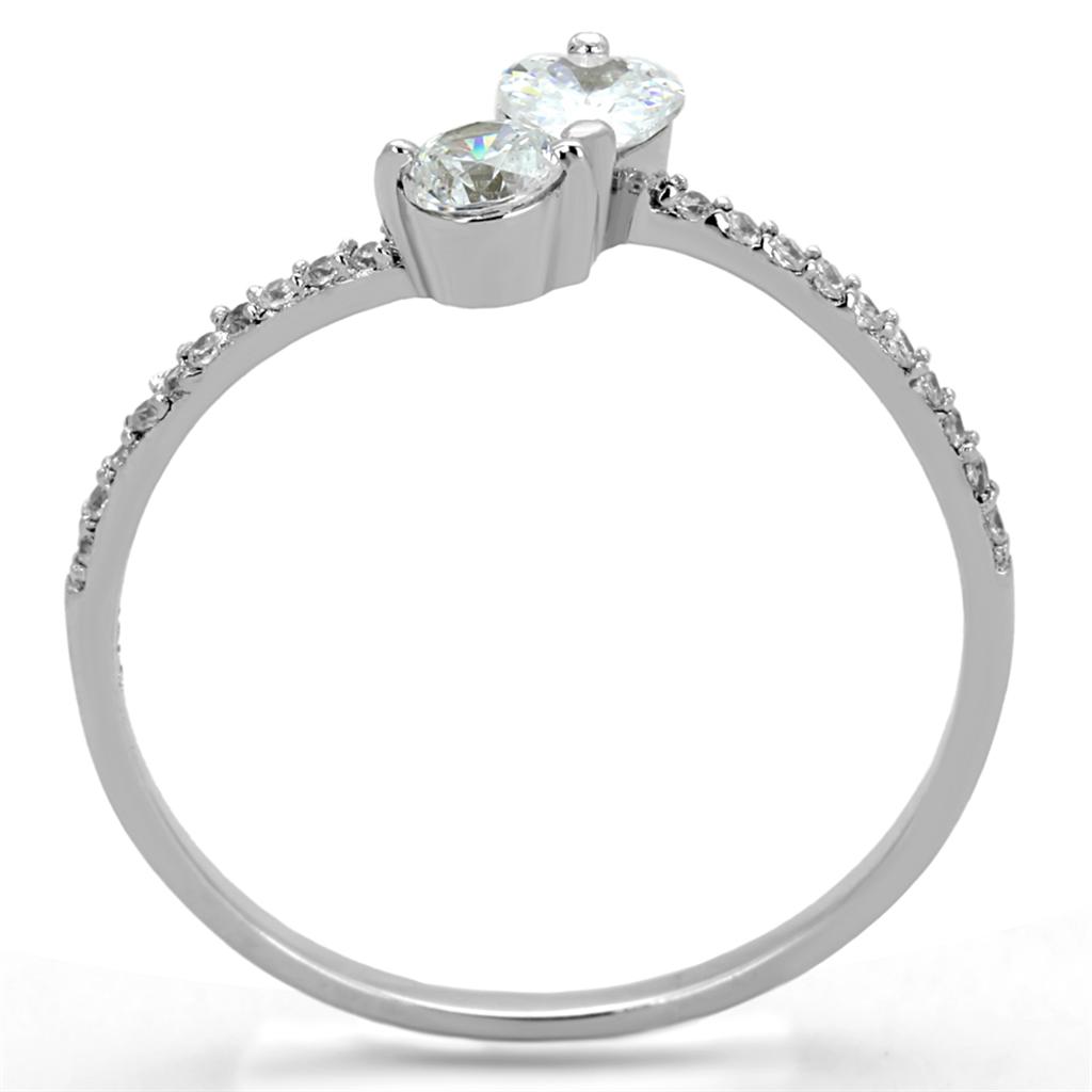 Rhodium 925 Sterling Silver Ring with AAA Grade CZ  in Clear