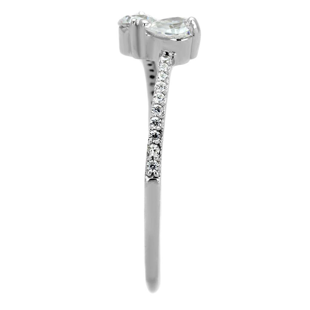 Rhodium 925 Sterling Silver Ring with AAA Grade CZ  in Clear