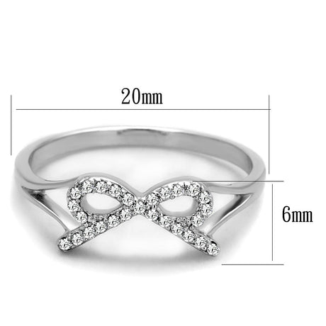 Rhodium 925 Sterling Silver Ring with AAA Grade CZ  in Clear