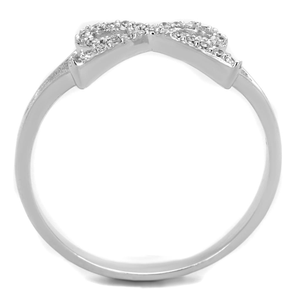Rhodium 925 Sterling Silver Ring with AAA Grade CZ  in Clear