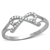 Rhodium 925 Sterling Silver Ring with AAA Grade CZ  in Clear