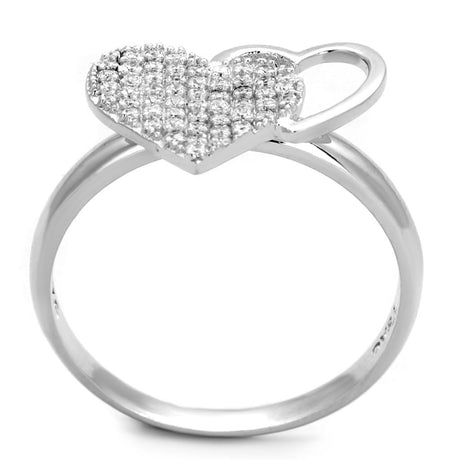 Rhodium 925 Sterling Silver Ring with AAA Grade CZ  in Clear