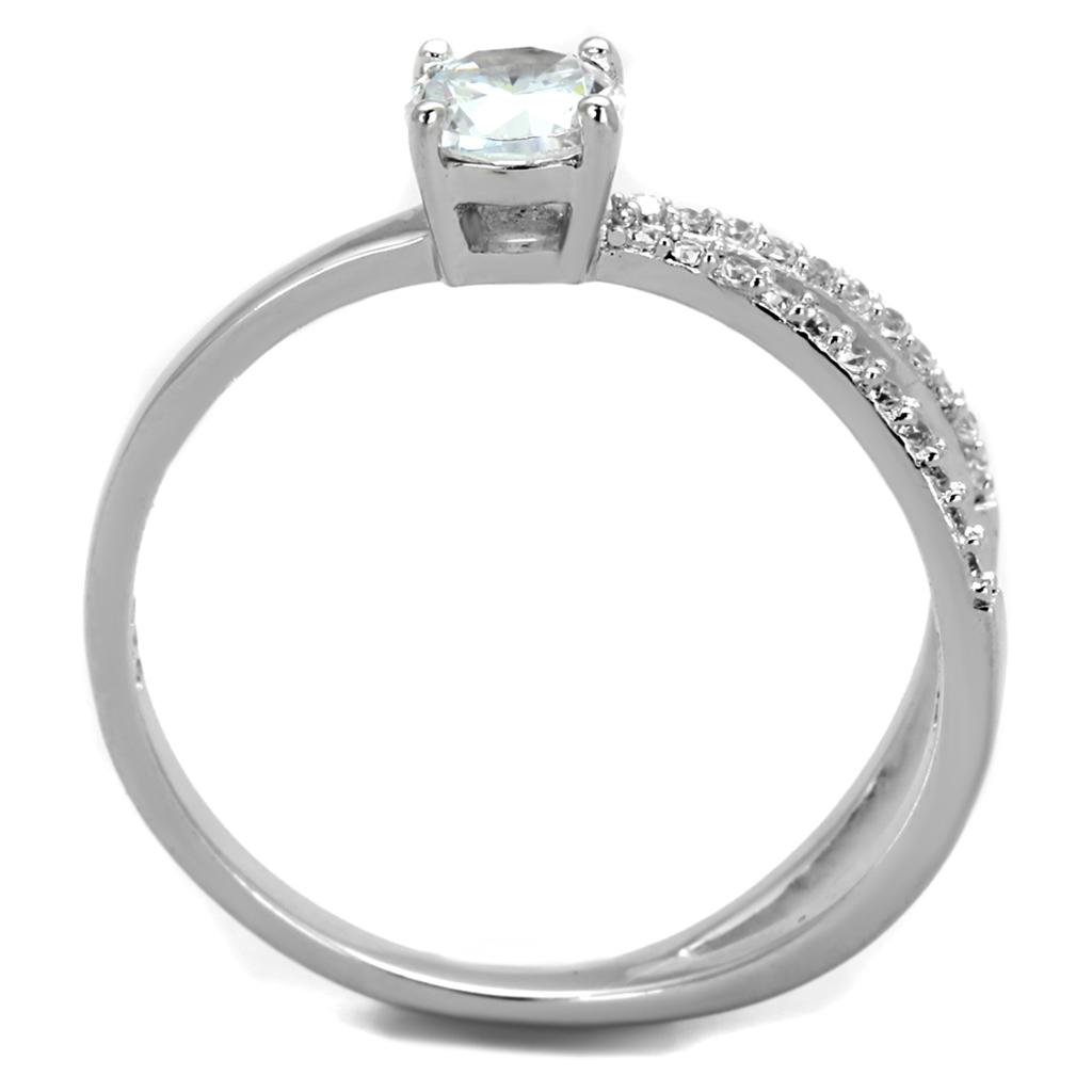Rhodium 925 Sterling Silver Ring with AAA Grade CZ  in Clear