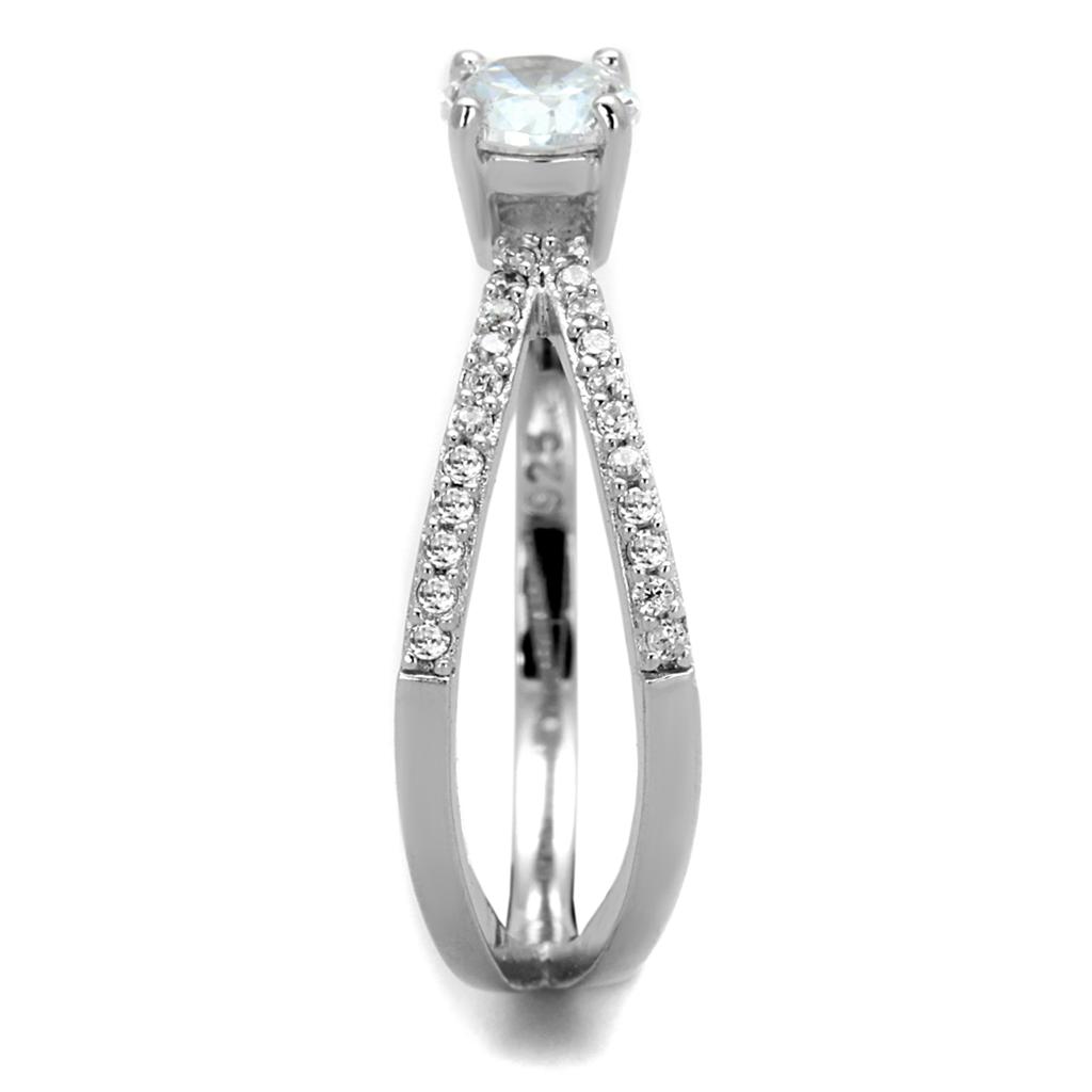 Rhodium 925 Sterling Silver Ring with AAA Grade CZ  in Clear