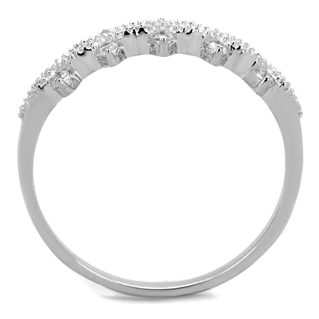 Rhodium 925 Sterling Silver Ring with AAA Grade CZ  in Clear