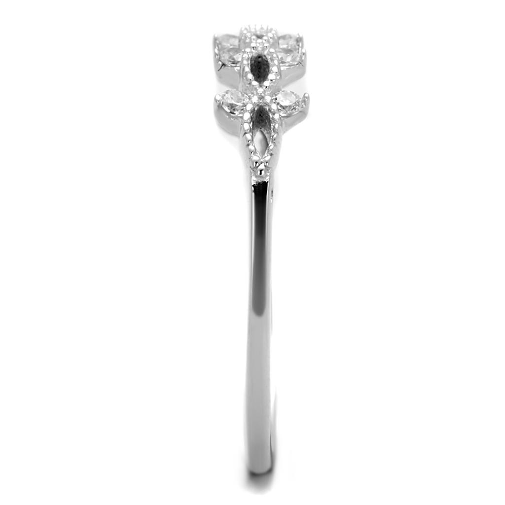 Rhodium 925 Sterling Silver Ring with AAA Grade CZ  in Clear