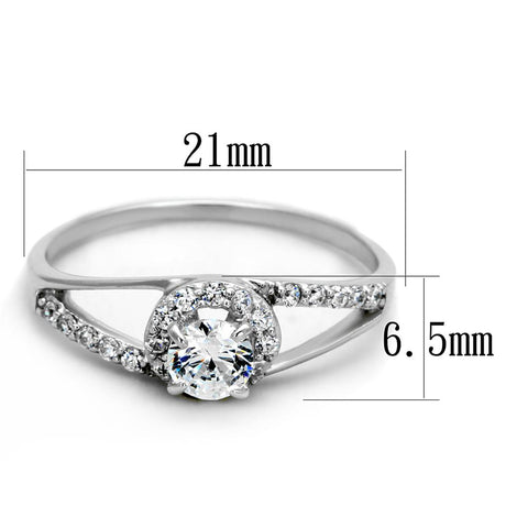 Rhodium 925 Sterling Silver Ring with AAA Grade CZ  in Clear