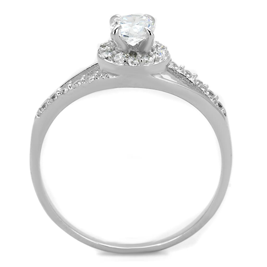 Rhodium 925 Sterling Silver Ring with AAA Grade CZ  in Clear