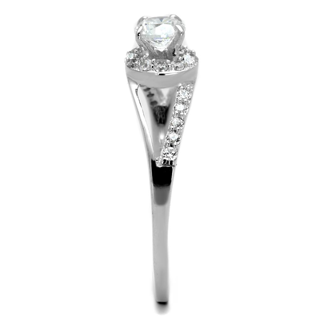 Rhodium 925 Sterling Silver Ring with AAA Grade CZ  in Clear