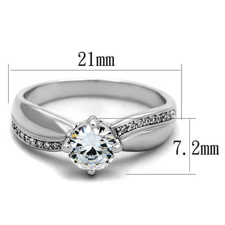 Rhodium 925 Sterling Silver Ring with AAA Grade CZ  in Clear