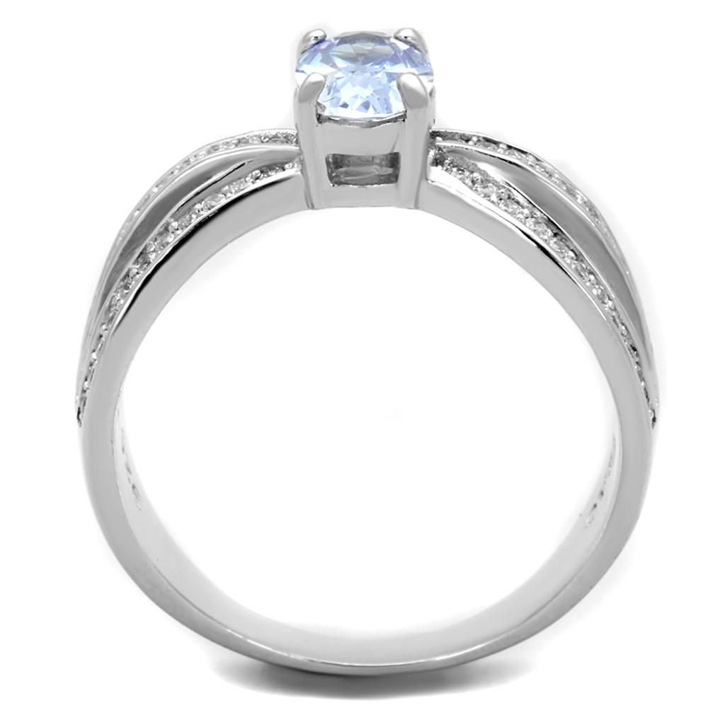 Rhodium 925 Sterling Silver Ring with AAA Grade CZ  in Light Amethyst