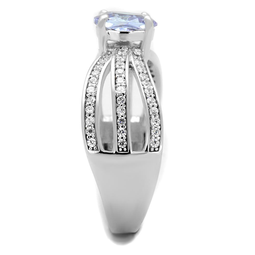 Rhodium 925 Sterling Silver Ring with AAA Grade CZ  in Light Amethyst
