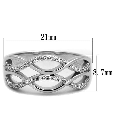 Rhodium 925 Sterling Silver Ring with AAA Grade CZ  in Clear