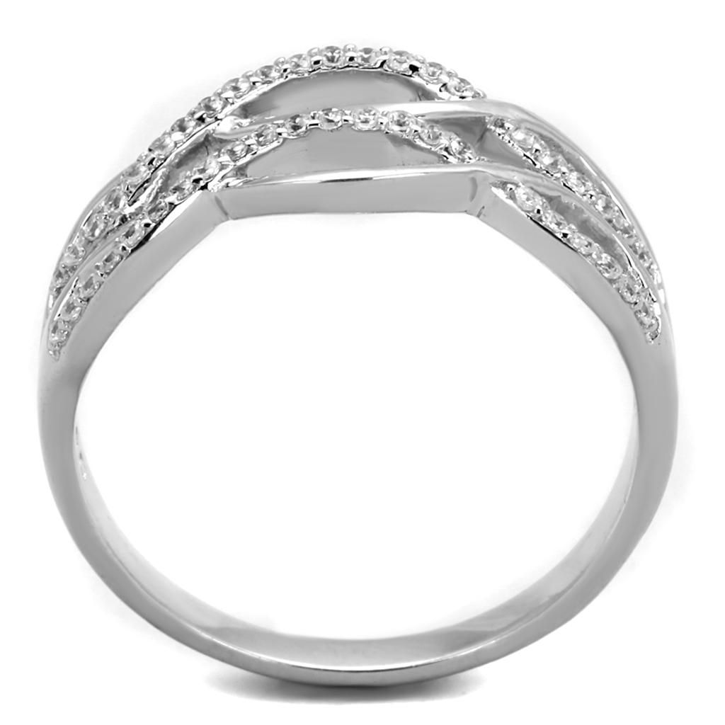 Rhodium 925 Sterling Silver Ring with AAA Grade CZ  in Clear