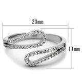 Rhodium 925 Sterling Silver Ring with AAA Grade CZ  in Clear
