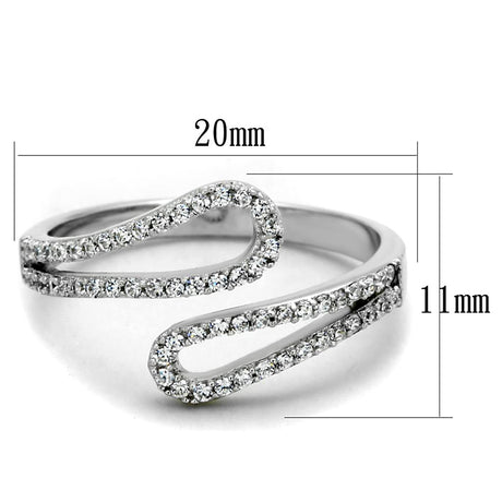 Rhodium 925 Sterling Silver Ring with AAA Grade CZ  in Clear
