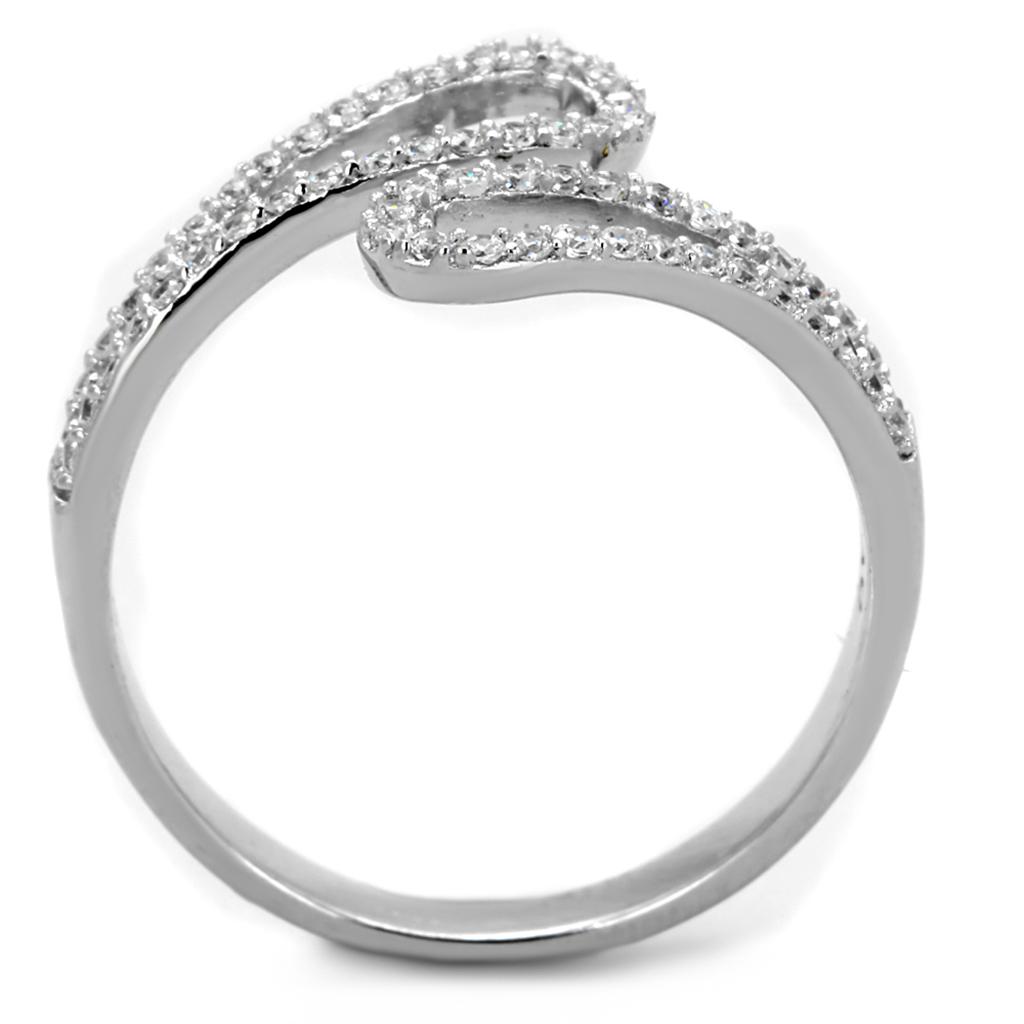 Rhodium 925 Sterling Silver Ring with AAA Grade CZ  in Clear