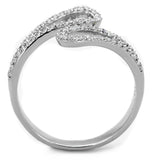 Rhodium 925 Sterling Silver Ring with AAA Grade CZ  in Clear