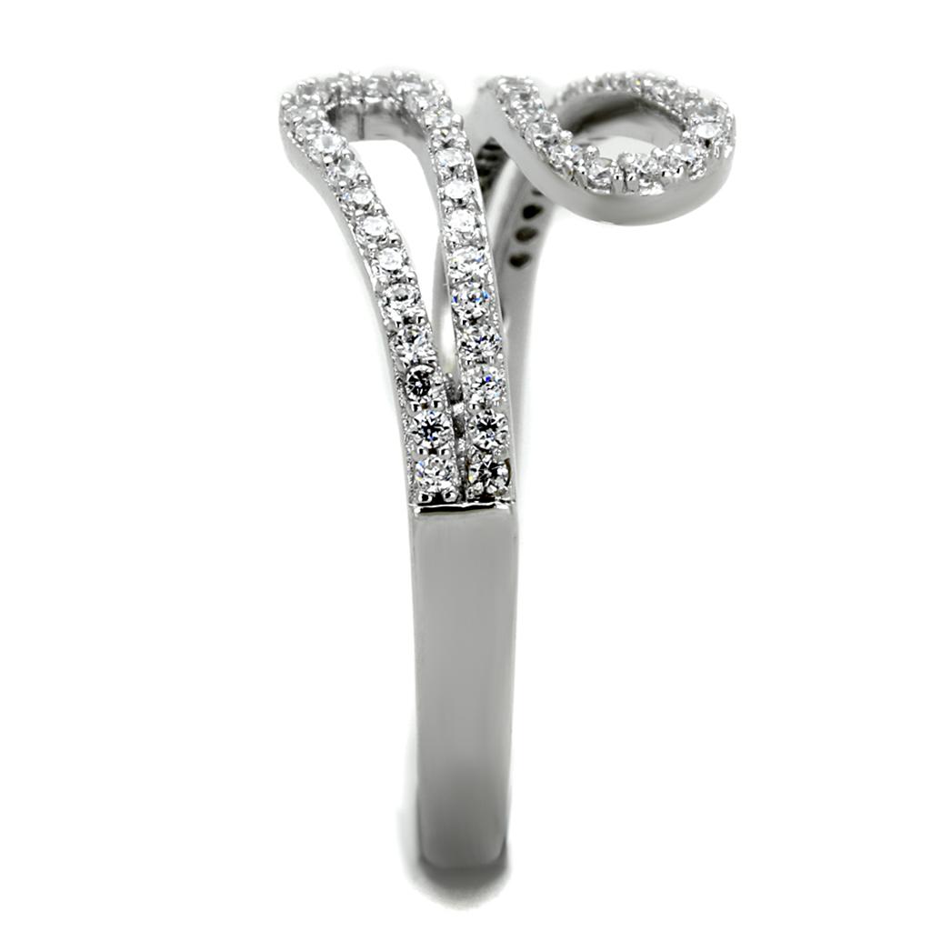 Rhodium 925 Sterling Silver Ring with AAA Grade CZ  in Clear