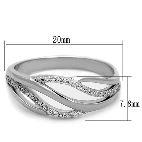 Rhodium 925 Sterling Silver Ring with AAA Grade CZ  in Clear