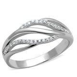 Rhodium 925 Sterling Silver Ring with AAA Grade CZ  in Clear