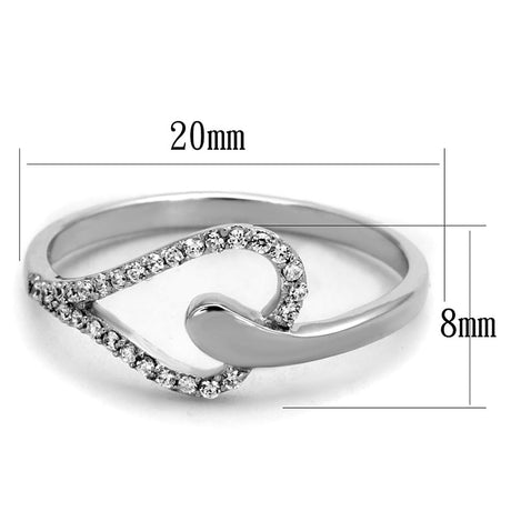 Rhodium 925 Sterling Silver Ring with AAA Grade CZ  in Clear