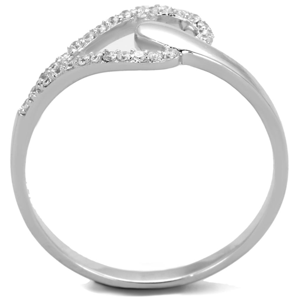 Rhodium 925 Sterling Silver Ring with AAA Grade CZ  in Clear