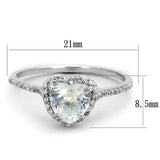 Rhodium 925 Sterling Silver Ring with AAA Grade CZ  in Clear