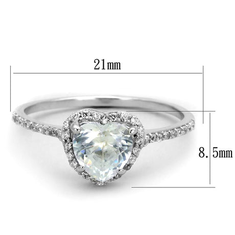 Rhodium 925 Sterling Silver Ring with AAA Grade CZ  in Clear