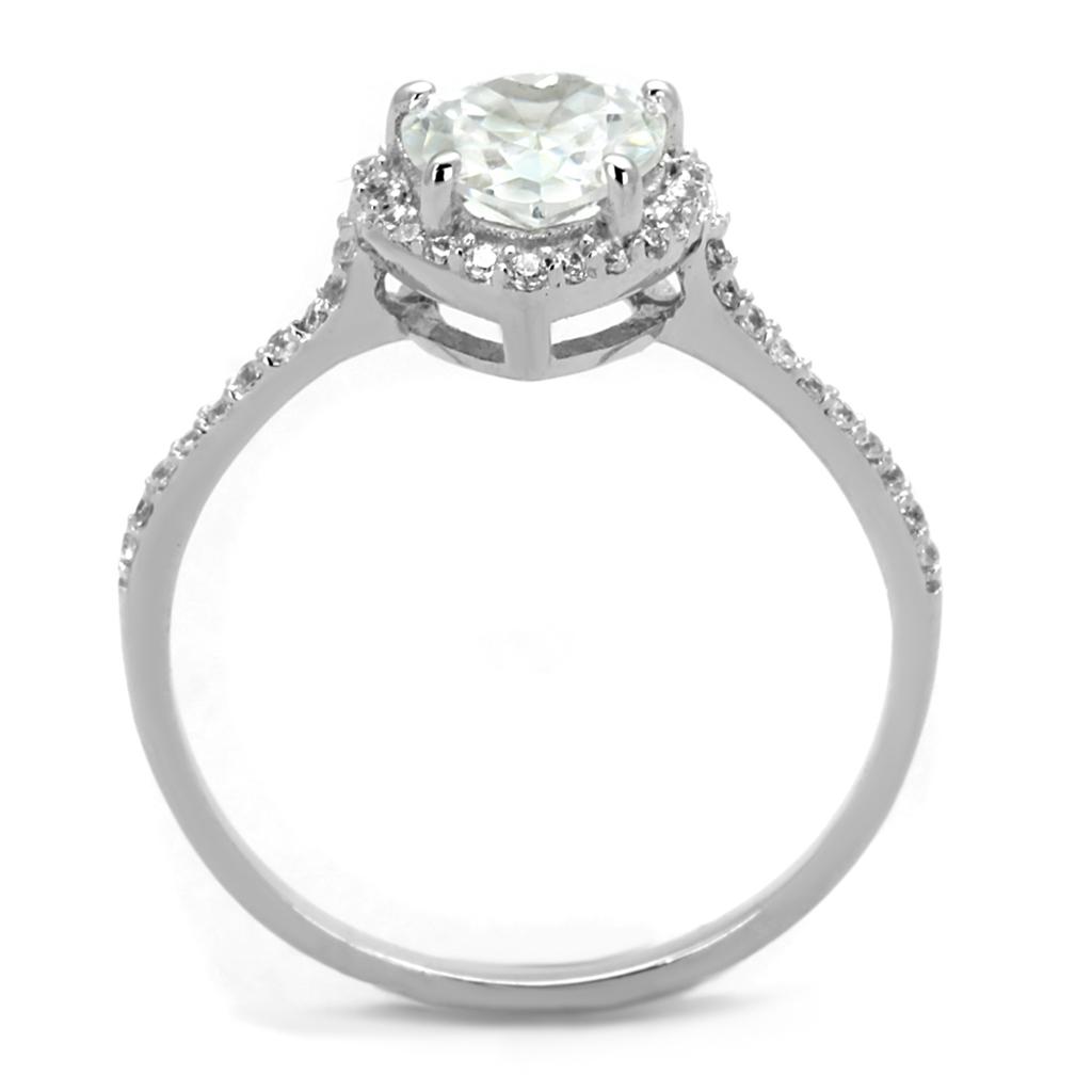 Rhodium 925 Sterling Silver Ring with AAA Grade CZ  in Clear