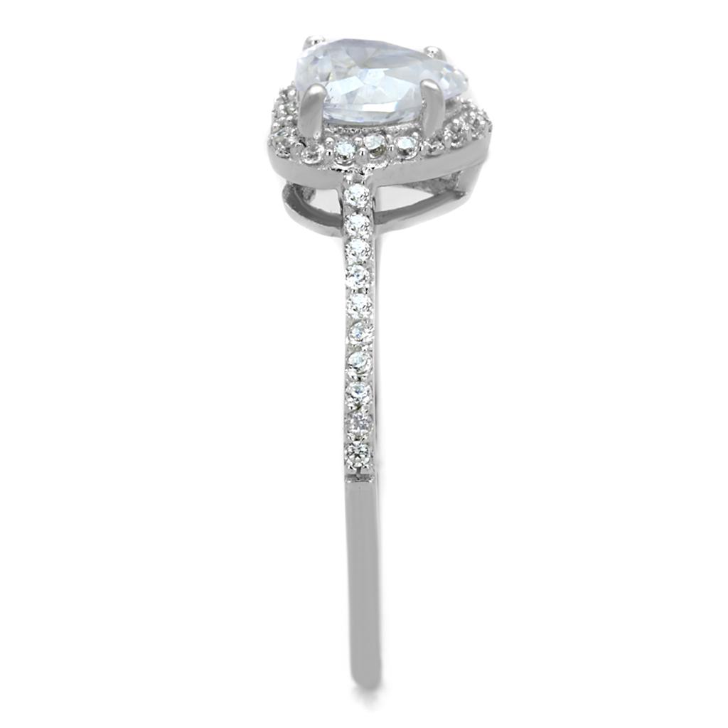 Rhodium 925 Sterling Silver Ring with AAA Grade CZ  in Clear