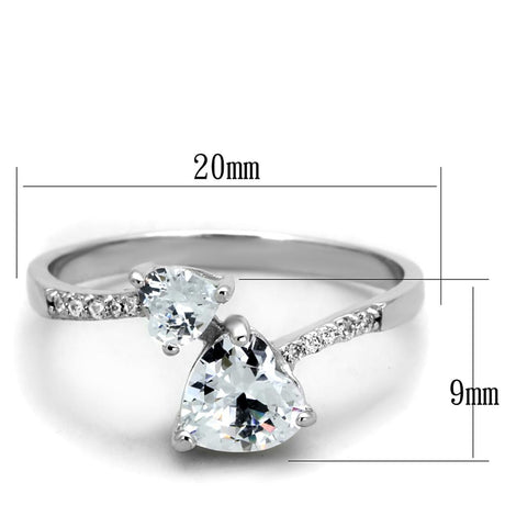 Rhodium 925 Sterling Silver Ring with AAA Grade CZ  in Clear