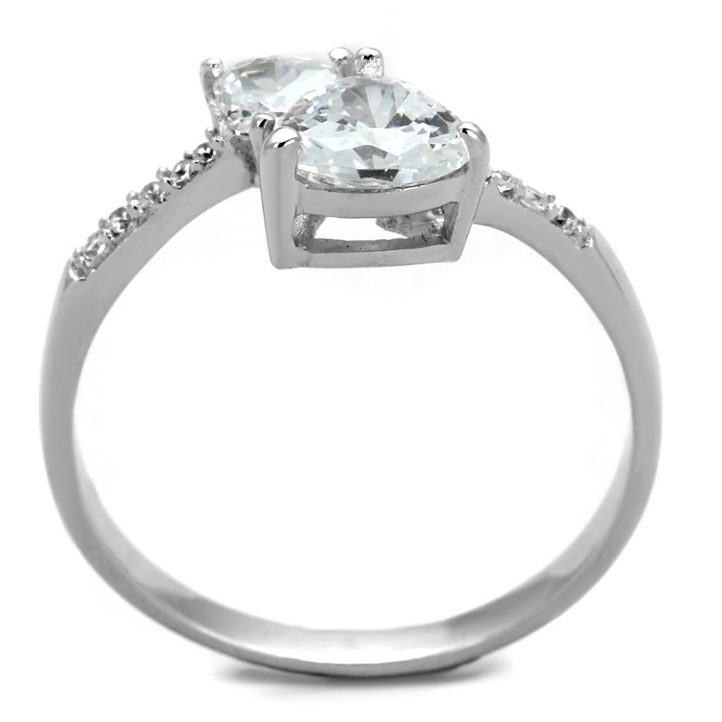 Rhodium 925 Sterling Silver Ring with AAA Grade CZ  in Clear