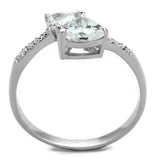 Rhodium 925 Sterling Silver Ring with AAA Grade CZ  in Clear