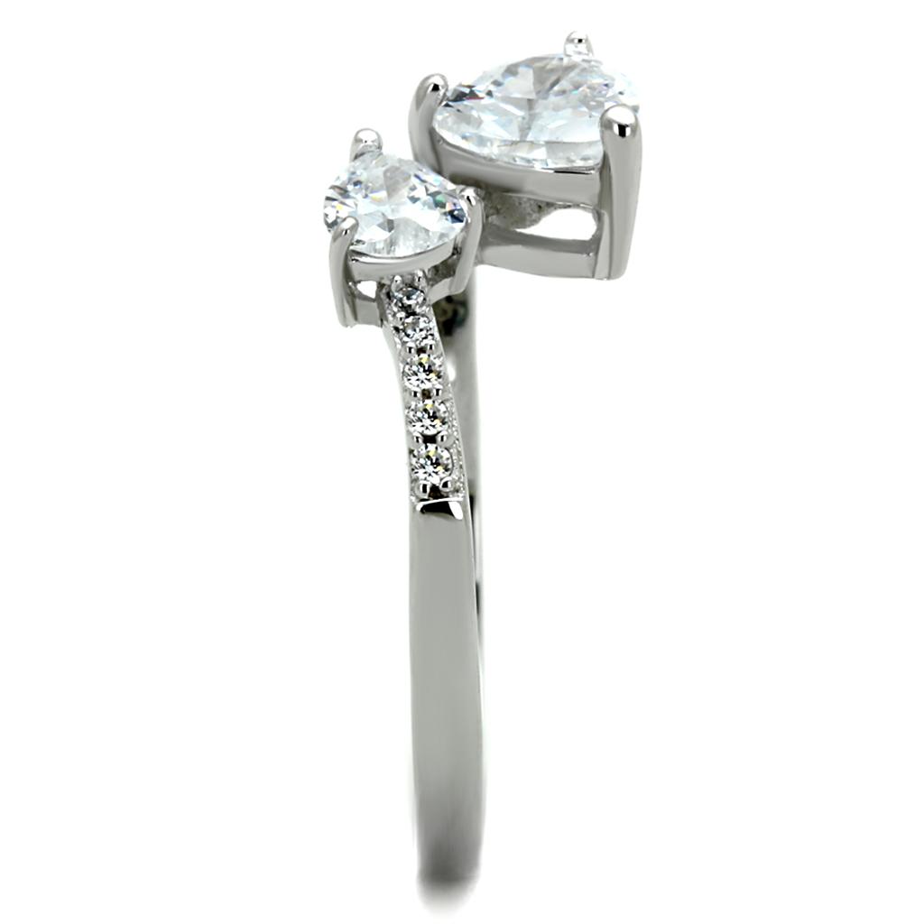 Rhodium 925 Sterling Silver Ring with AAA Grade CZ  in Clear