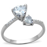 Rhodium 925 Sterling Silver Ring with AAA Grade CZ  in Clear