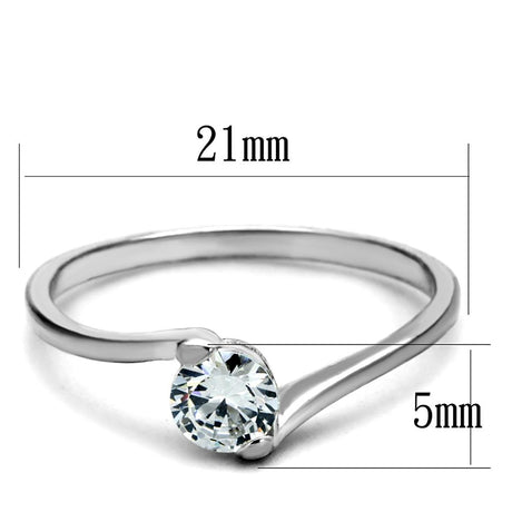 Rhodium 925 Sterling Silver Ring with AAA Grade CZ  in Clear