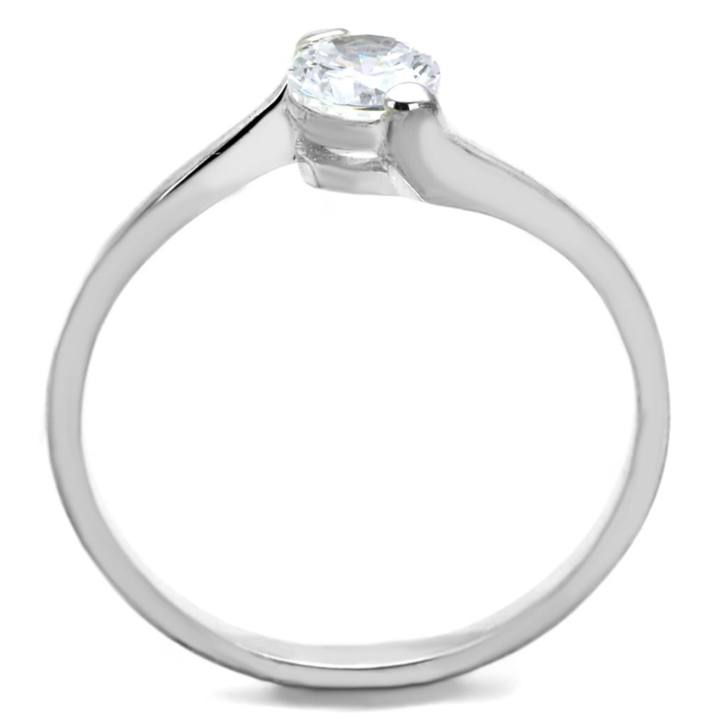 Rhodium 925 Sterling Silver Ring with AAA Grade CZ  in Clear