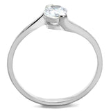 Rhodium 925 Sterling Silver Ring with AAA Grade CZ  in Clear