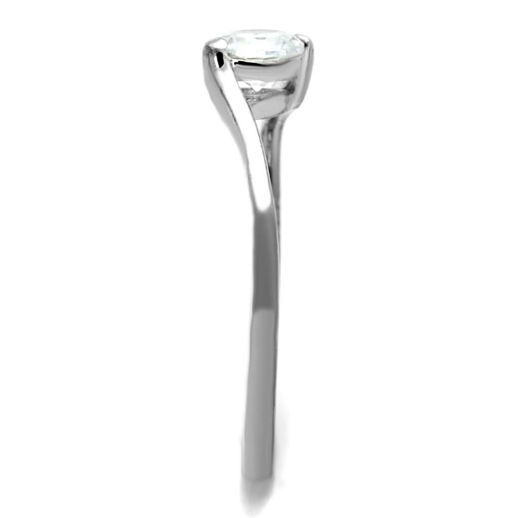 Rhodium 925 Sterling Silver Ring with AAA Grade CZ  in Clear