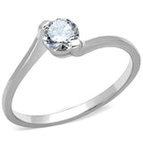 Rhodium 925 Sterling Silver Ring with AAA Grade CZ  in Clear