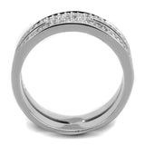Rhodium 925 Sterling Silver Ring with AAA Grade CZ  in Clear