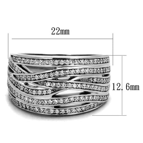 Rhodium 925 Sterling Silver Ring with AAA Grade CZ  in Clear