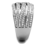 Rhodium 925 Sterling Silver Ring with AAA Grade CZ  in Clear