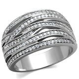 Rhodium 925 Sterling Silver Ring with AAA Grade CZ  in Clear