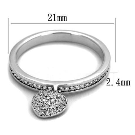 Rhodium 925 Sterling Silver Ring with AAA Grade CZ  in Clear