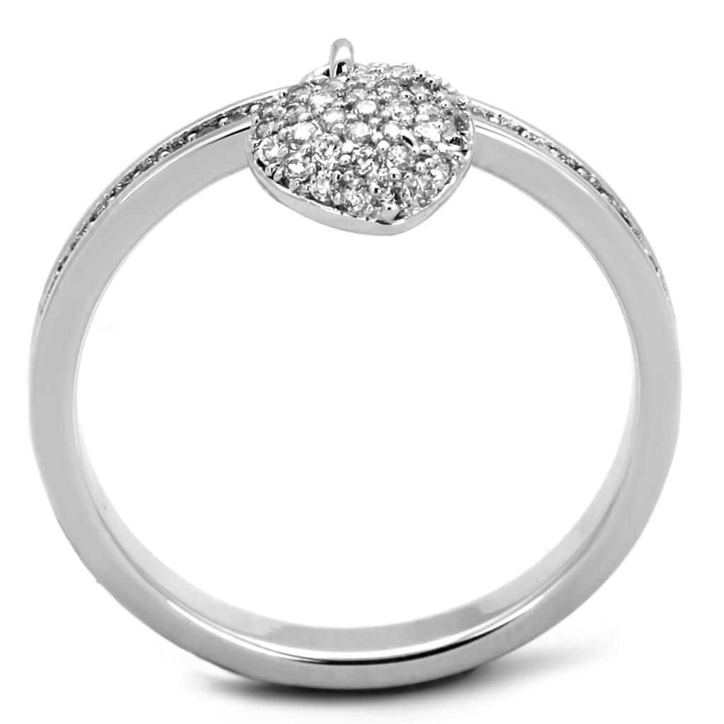Rhodium 925 Sterling Silver Ring with AAA Grade CZ  in Clear
